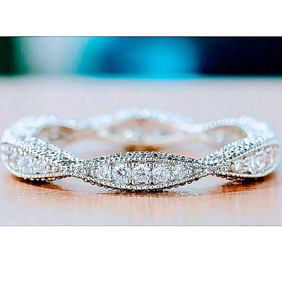 1 Ct Pave 18k Gold Plated Simulated Diamond‎ Eternity Wedding Band Ring, Size 9 - Picture 4 of 11